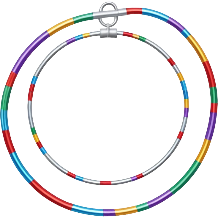 A metallic acrobat hoop decorated with ribbons, perfect for aerial stunts inside the circus tent. emoji