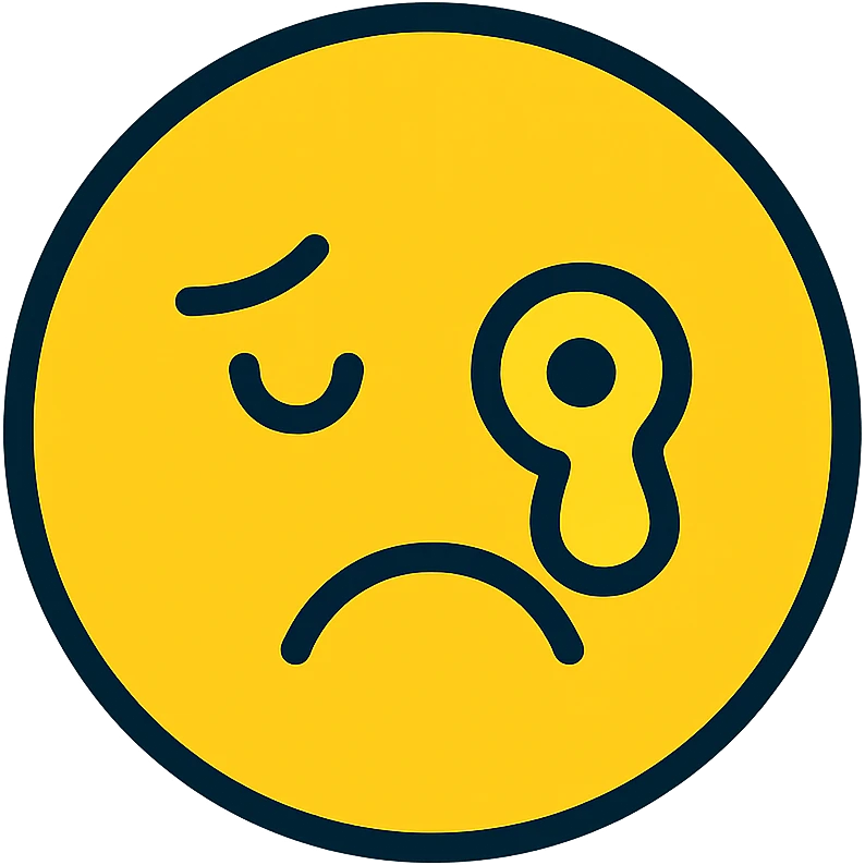 sad face with one eye leaking yellow pus emoji