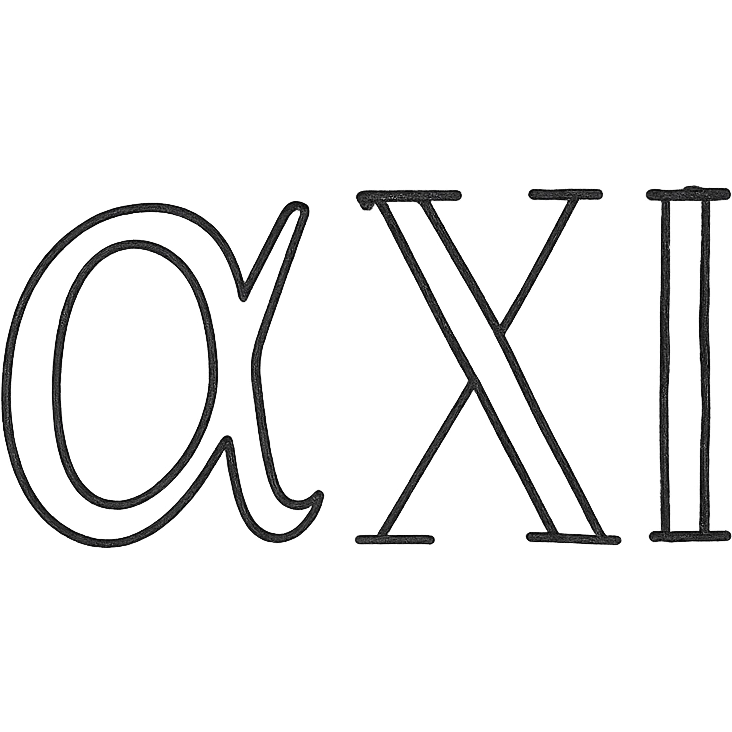 creative combination of Greek letters to symbolize eleven, hand-drawn black outline icon emoji