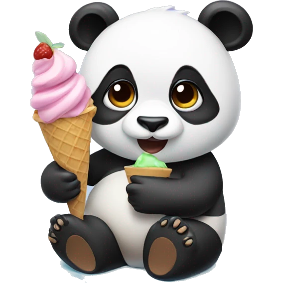 Panda eating ice cream emoji