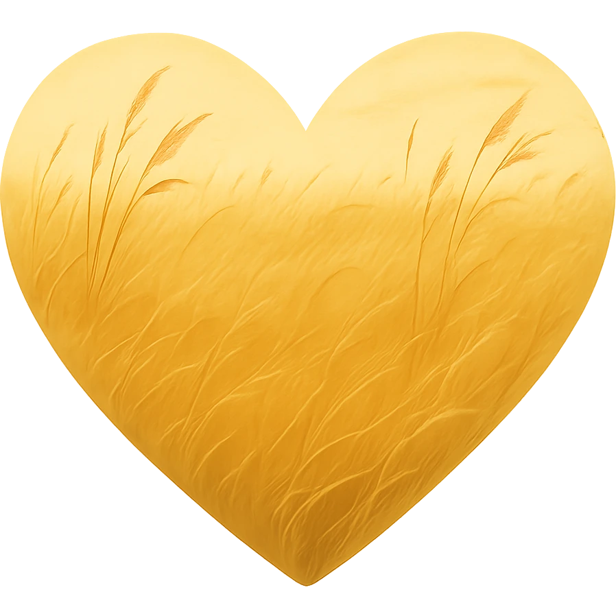 heart with a golden prairie grassland, clean digital illustration emoji