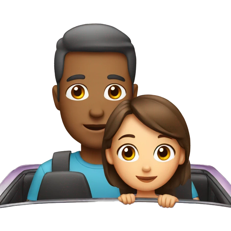 a girl in a car with her dad emoji