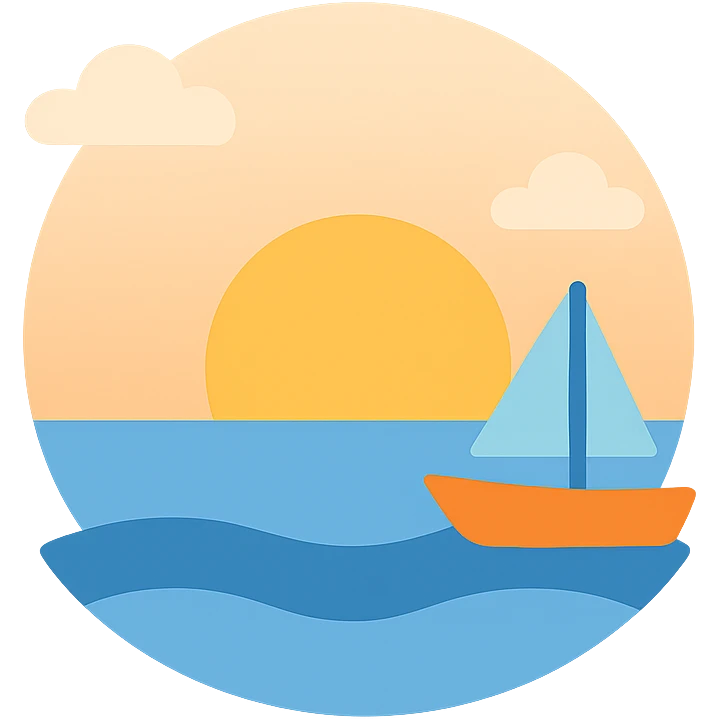 ocean sunset horizon boat emoji