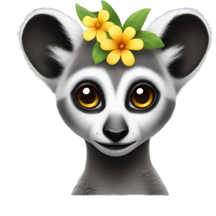 Lemur with a flower in her hair emoji