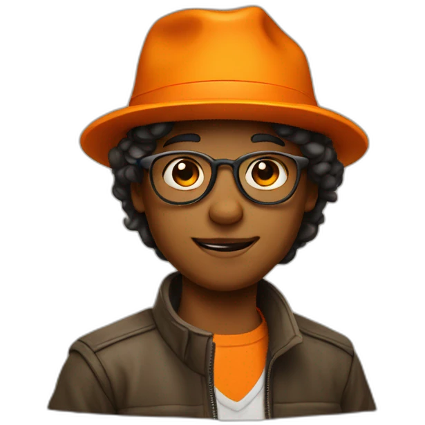 with boy with hat orange and glasses emoji