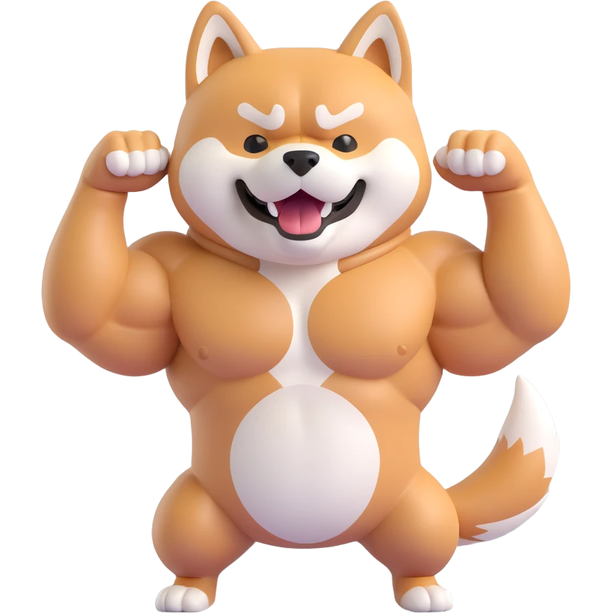 shiba inu showing muscles emoji