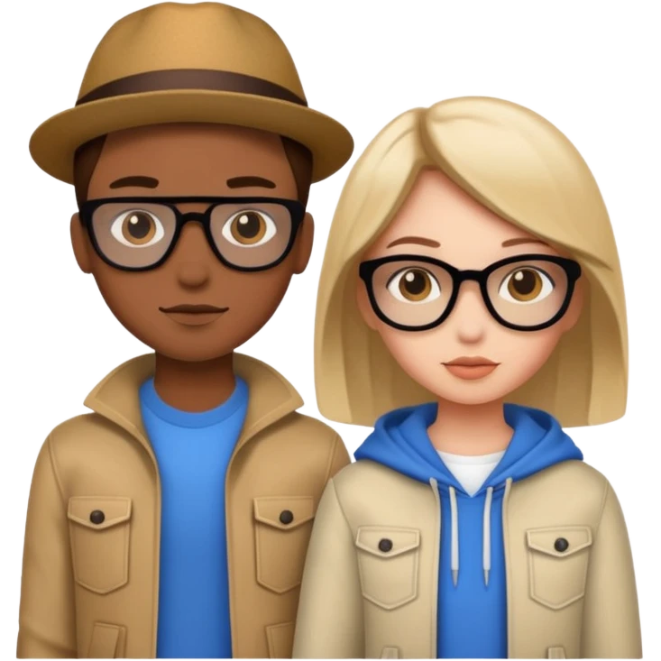 cool girl and boy in stylish outfits emoji