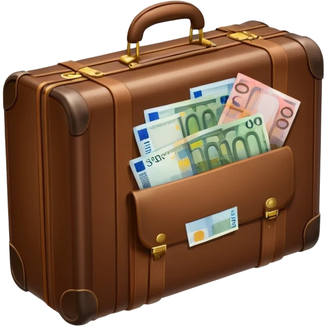 Suitcase with euro bills  emoji