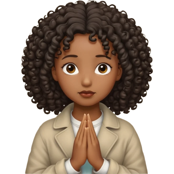 Curly hair Black women praying emoji