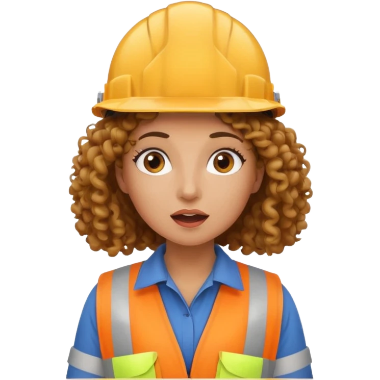 surprised construction worker curly haired woman  emoji