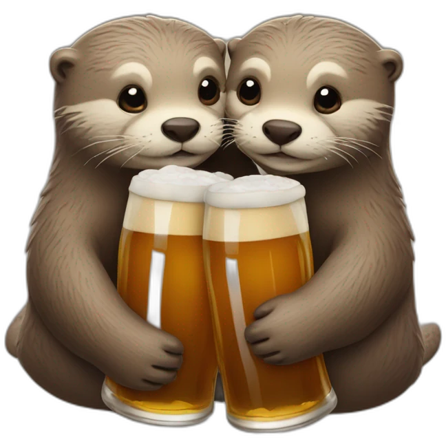 otters hugging looking like a heart drinkings many beers emoji