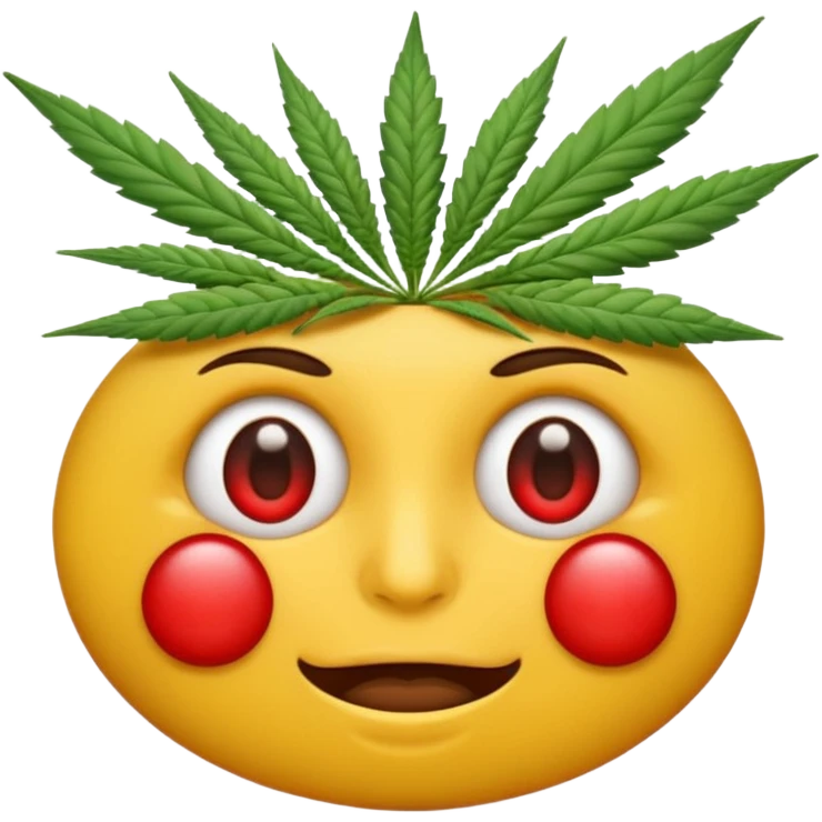 Emoji fatigué avec des cernes et un expression de paresseux comme si il avait fumé du cannabis emoji