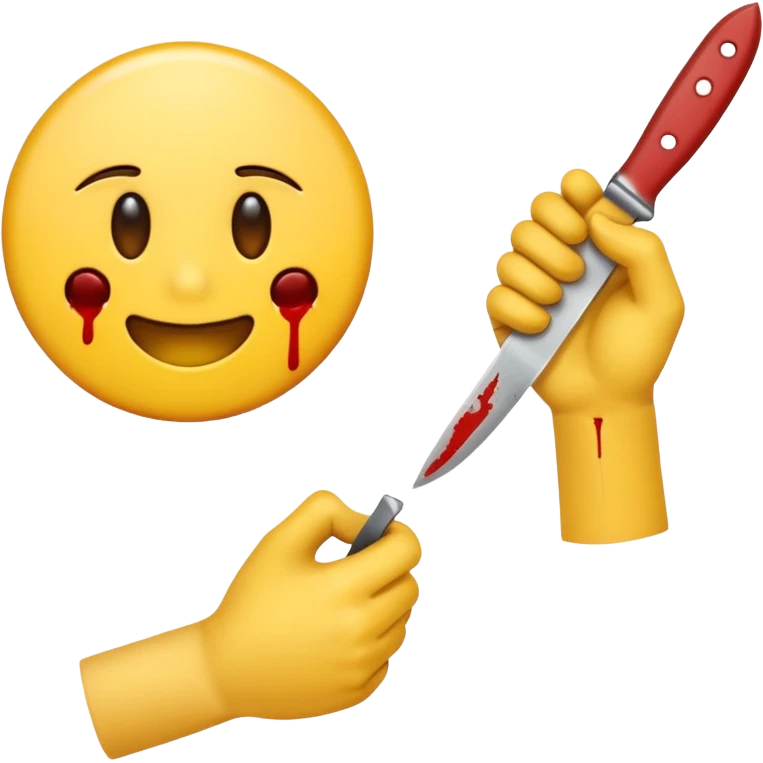 slitting my wrist normal round yellow emoji like traditional original emojis before the people ones with a knife, the one on the right is getting there, include a knife cutting a wrist  emoji