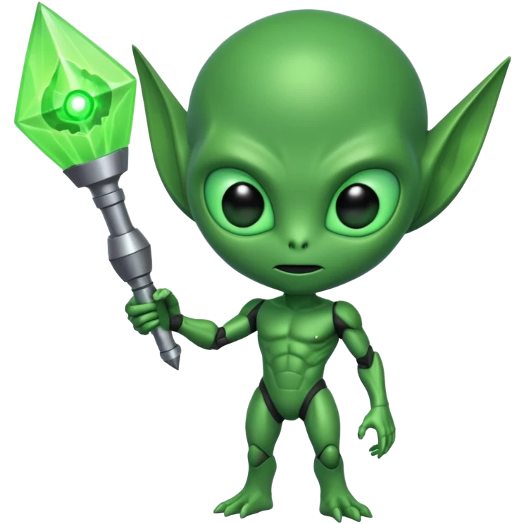 Evil green alien holding a death ray emoji
