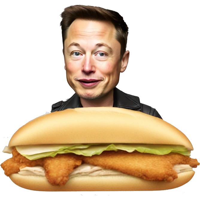 elon musk eating chicken sandwhich emoji