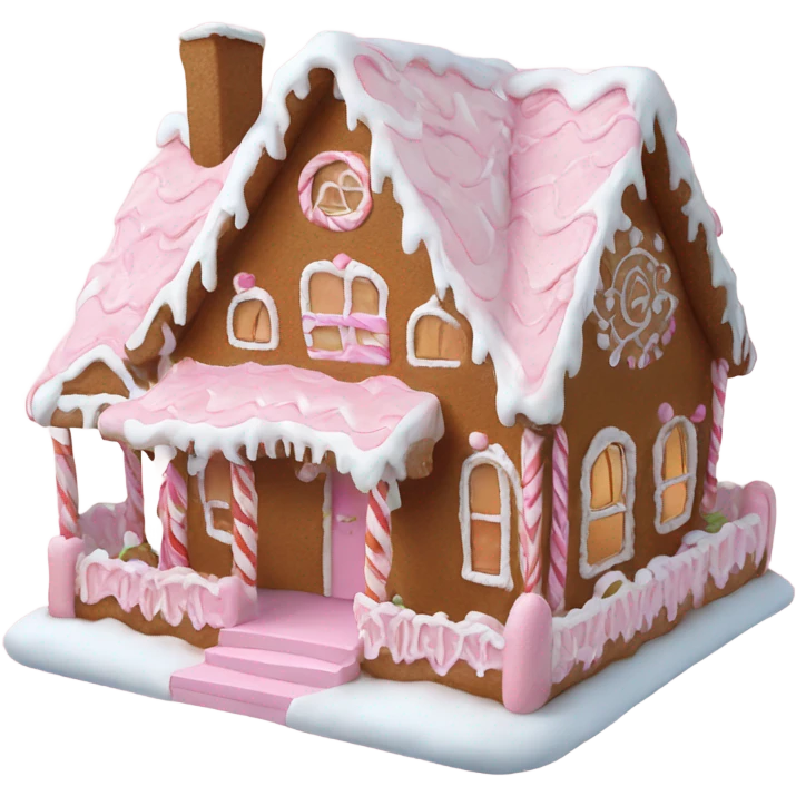 Big Light Pink very detailed gingerbread house , realistic  emoji