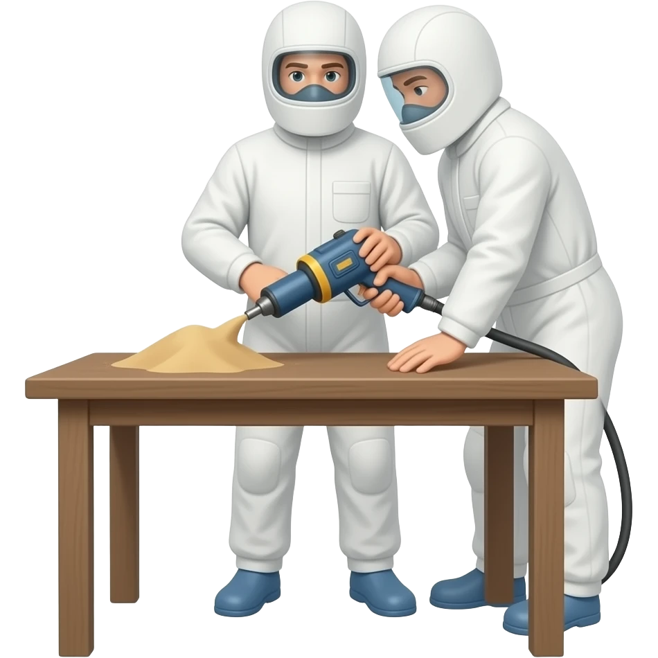 Using a sand blaster on a table emoji