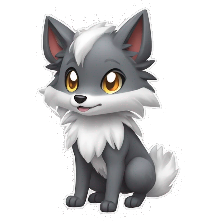 Kawaii Chibi Poochyena-Rocruff-Lycanroc-Pokémon Full Body emoji