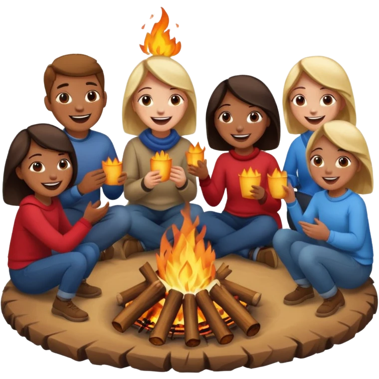 People gathering around fire emoji