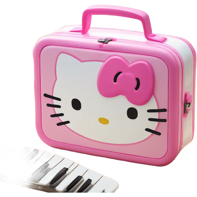 pink white light melody hello kitty sanrio cute lunch box white emoji