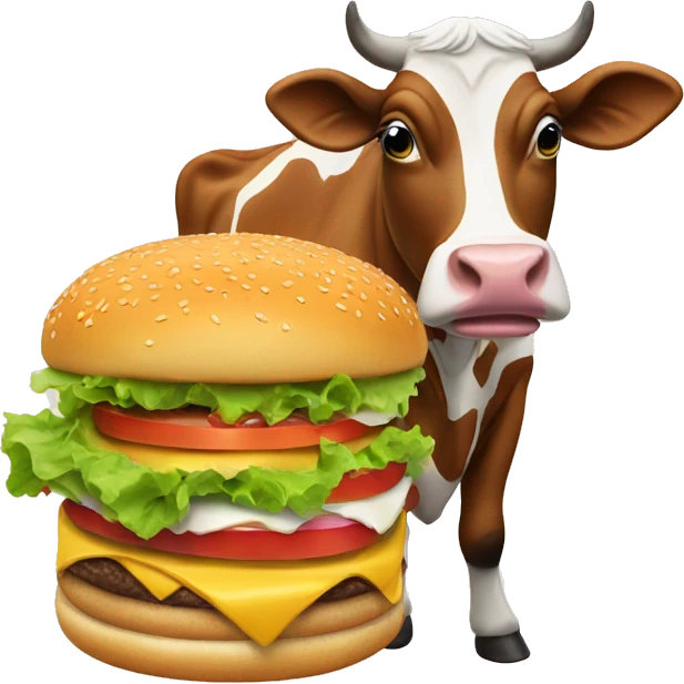Cow eating a burger  emoji