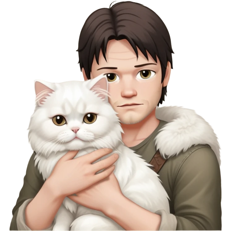 Daryl dixon snuggling white Persian cat  emoji