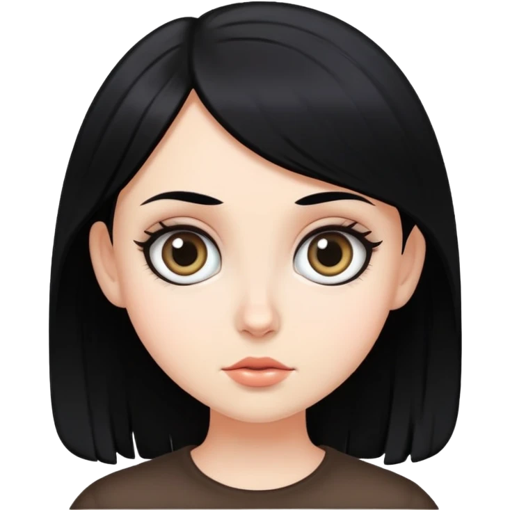 White girl black hair big eyes emoji