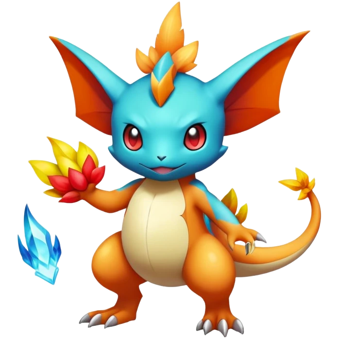 Elemental magical colorful exotic animesque Pokémon-Fakémon-creature, (full body) emoji