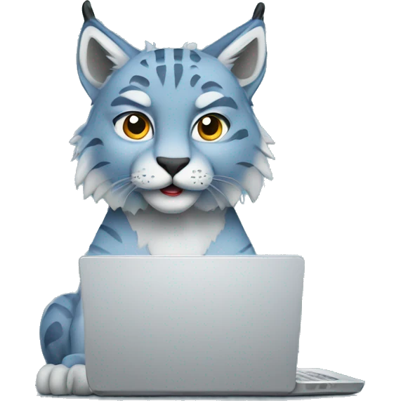 A blue lynx with a laptop emoji