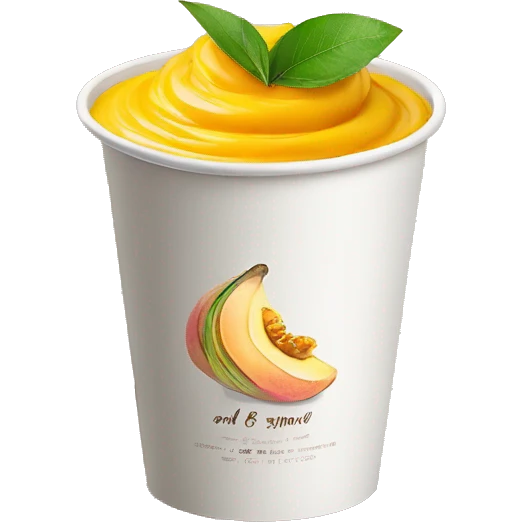 Indian Mango Shrikhand in one paper cup with decorative label on cup  emoji