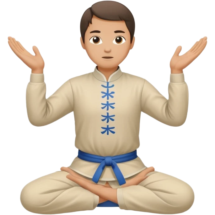 pratiquant de qi gong en position de l'arc, style simple emoji