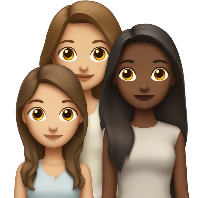 3 girls brunette hair  emoji