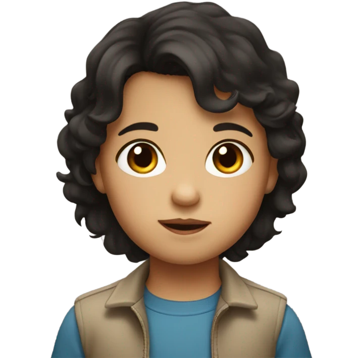 A dark haired toddler old with brown eyes  emoji
