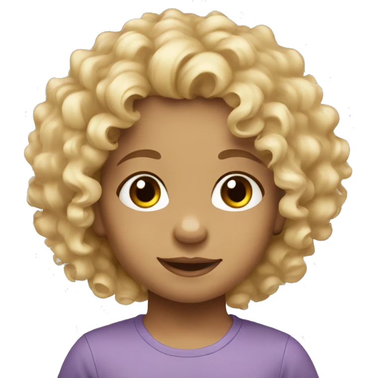 Blonde curly hair with brown eyes small toddler cute emoji