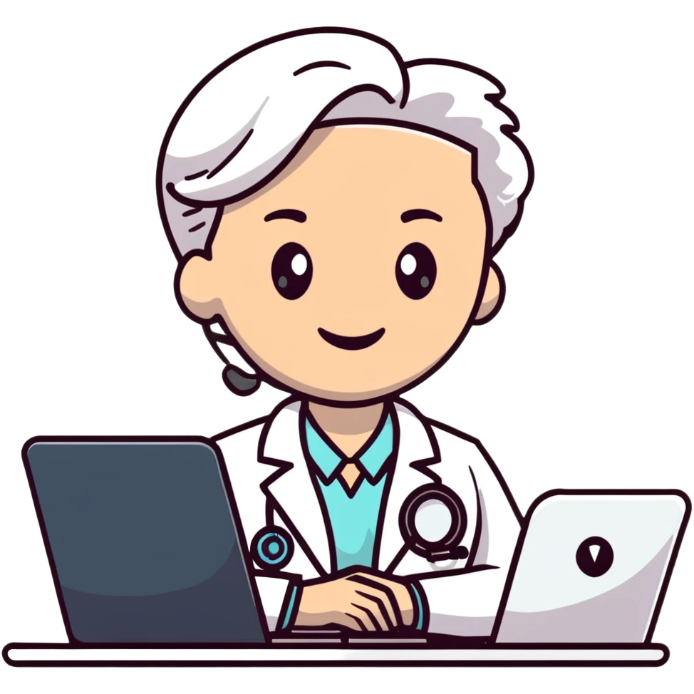 friendly doctor on a telemedicine video call with patient emoji