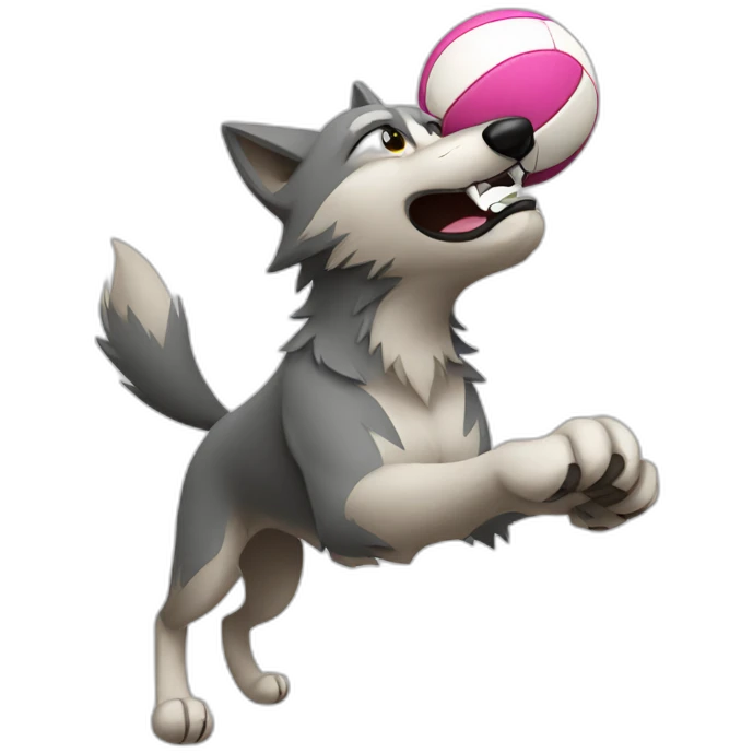 Wolf playing volley ball emoji