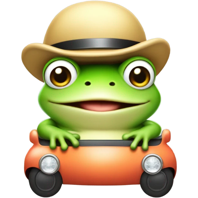 Frog driving kawaii emoji