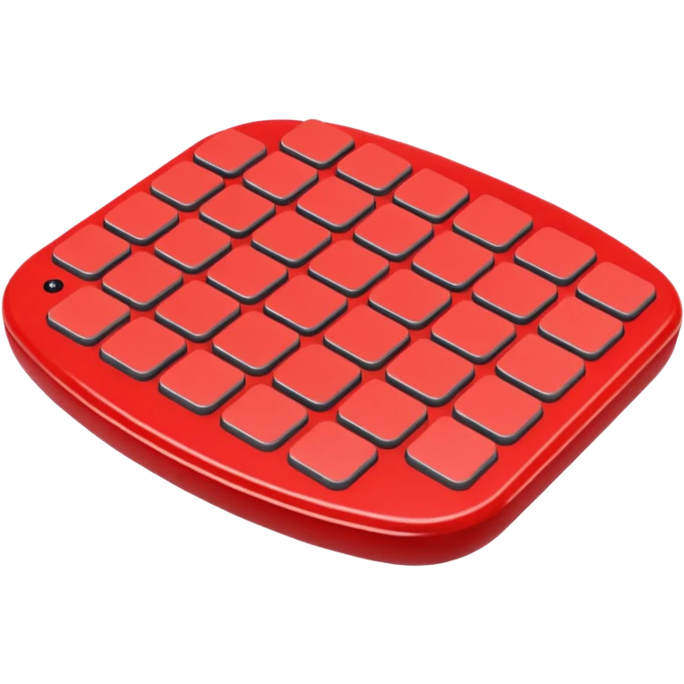 Create a clean, simple emoji of a digital percussion octapad. Flat design, rounded shapes, red and gray colors, minimal details, white background. emoji