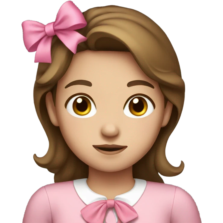 Brown hair girl with pink bow  emoji