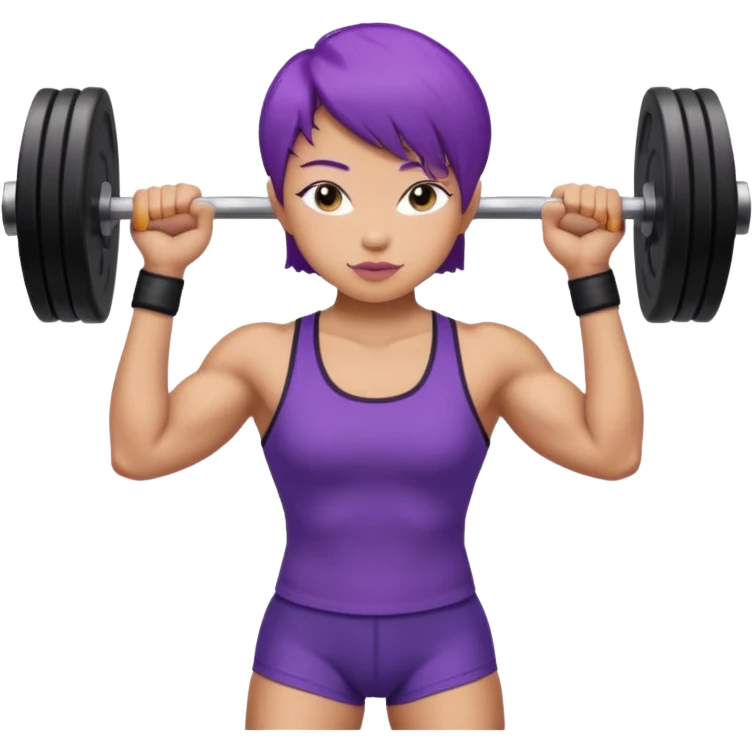 weight lifting female short purple hair asian emoji
