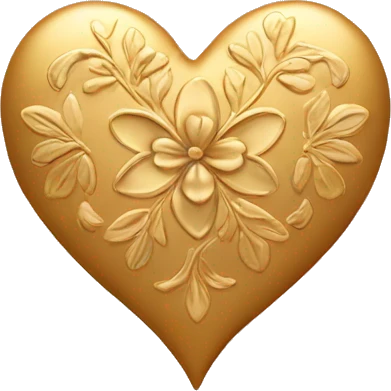Golden heart with a floral pattern on it  emoji