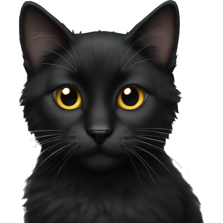fluffy black cat with white spot on nose emoji