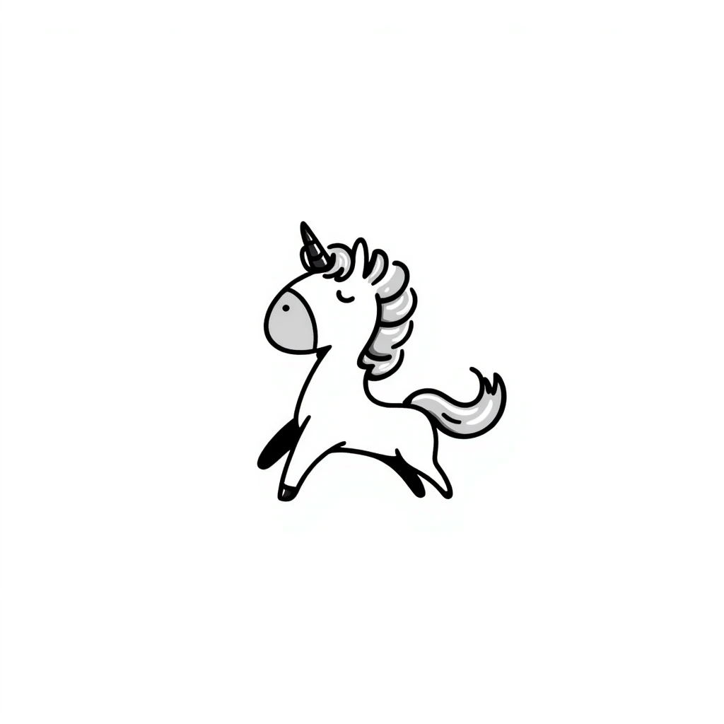 hand drawn doodle style unicorn emoji