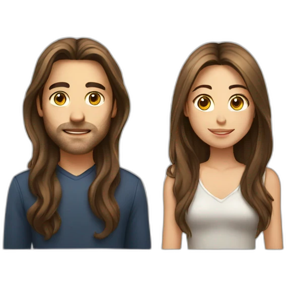 Men with Long hair and girl with brown Hair emoji