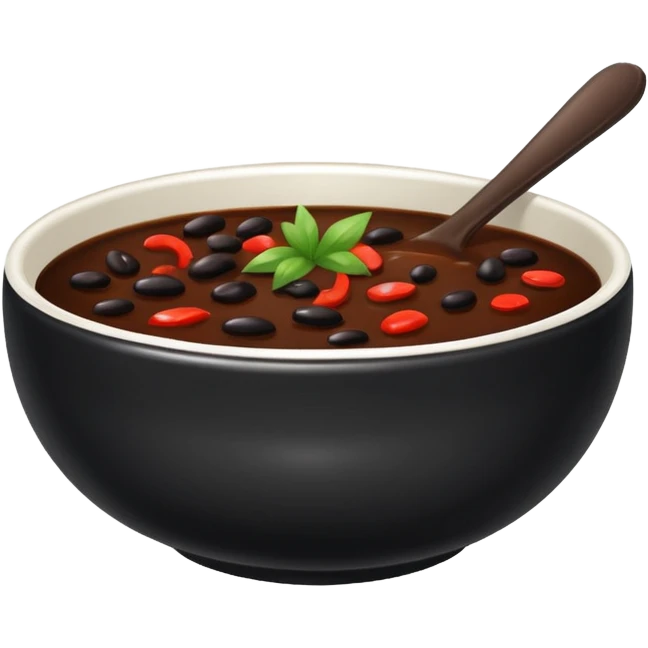 bowl of dark black bean sauce, glossy surface emoji