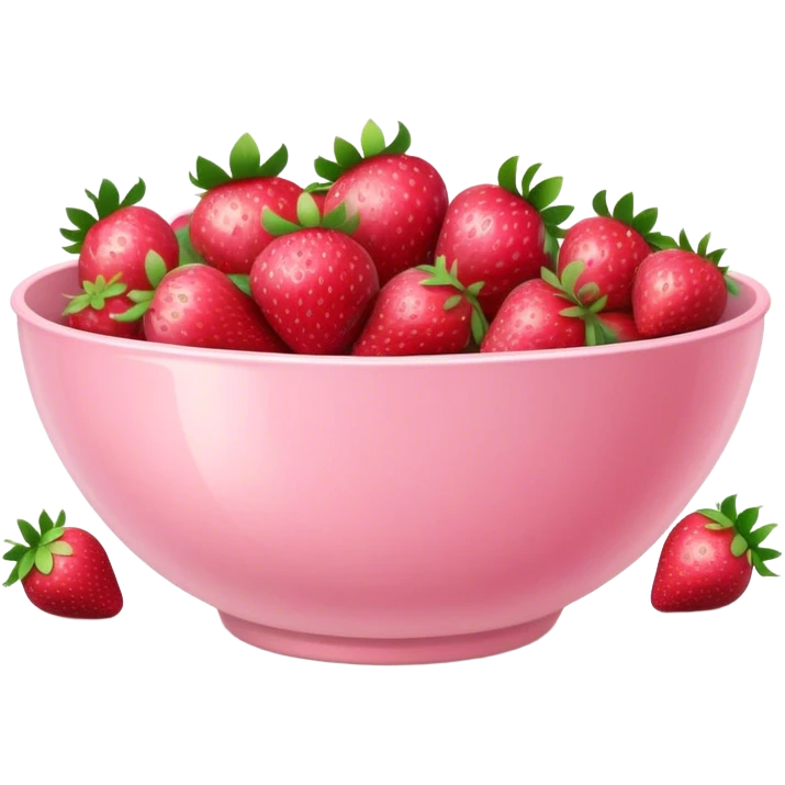 large fancy pastel pink bowl of strawberries emoji