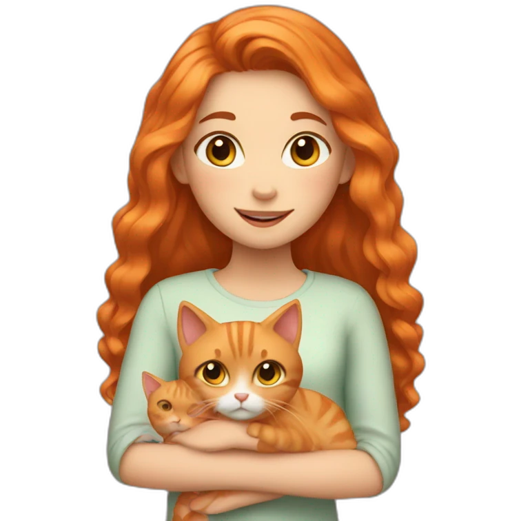 Girl with two ginger cats emoji