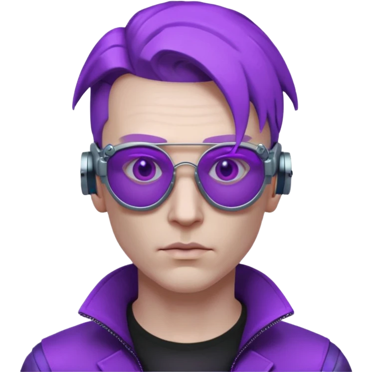Cyberpunk man head 3d puruple cyber-glasses emoji