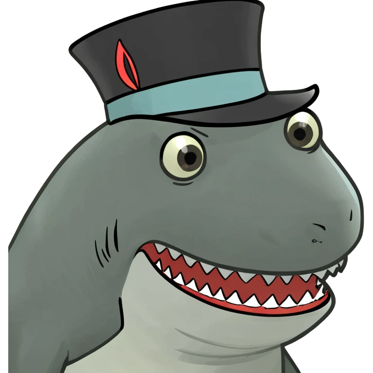Shark with a top hat emoji
