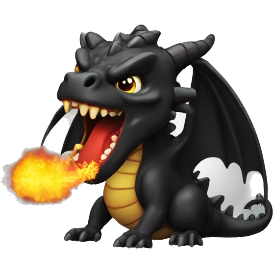 Black dragon spitting fire emoji